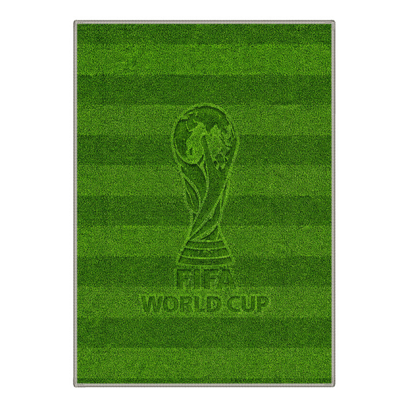 Avalon Modern Machine Washable Football Pitch / Sage Indoor Area Rug With Non-Slip Backing, Round 5', Green