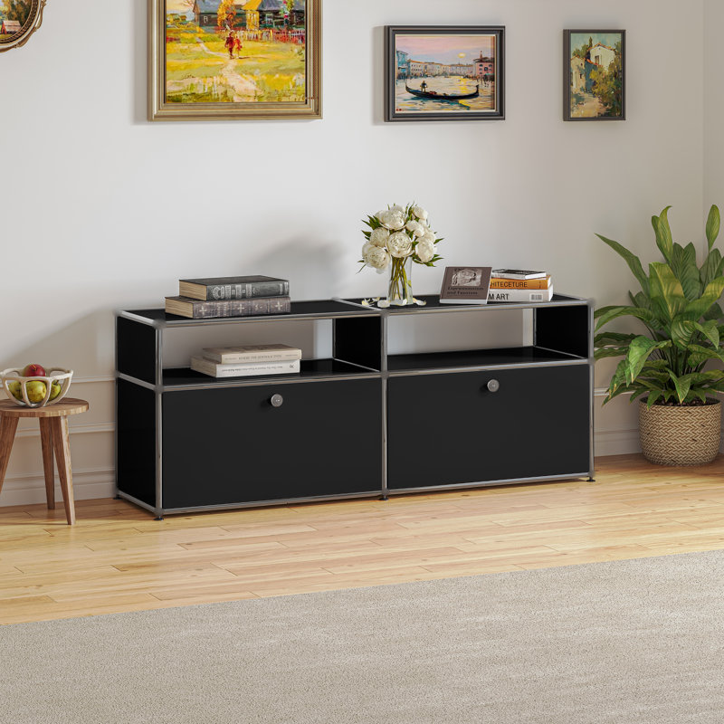 Rangement avec table de chevet et tiroir, Noir