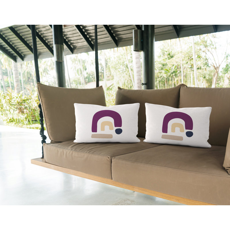 No Decorative Addition Outdoor Reversible Throw Pillow, Purple/Beige