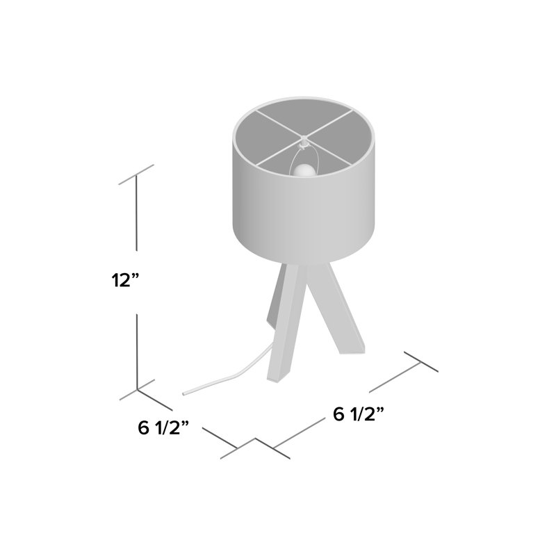 Lampe de table à trépied 12 ", Blanc