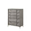 Commode élégante à 5 tiroirs avec placages assortis, parfait pour le rangement organisé et la décoration élégante.