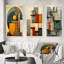 «Full Moon Celebratration Vintage Abstract», 3 pièces sur toile-1934254553-1934254556