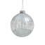 4" Clear and Silver Glitter Striped Glass Christmas Ball Ornament