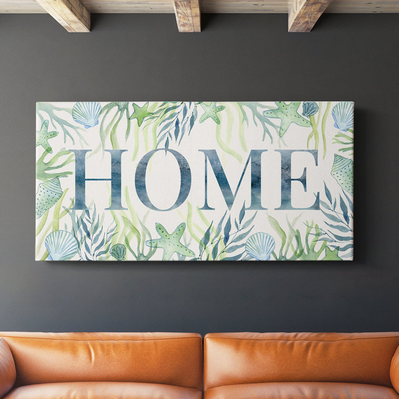 Coastal Home - Toile tendue avec châssis - Prêt à accrocher, H 16 po x l 32 po