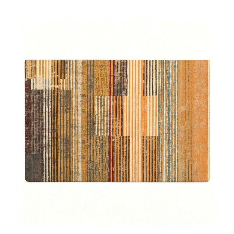 Multi Earth Tone Striped Patchwork 47 x 31 in Small Area Rug