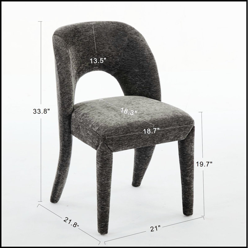 Chaise de salle à manger en chenille avec dossier creux, ensemble de 2, parfaite pour les cuisines et les restaurants modernes