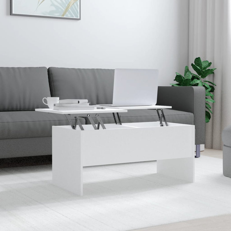 17 Stories Coffee Table Sonoma Oak 102X50.5X46.5 Cm Engineered Wood, White