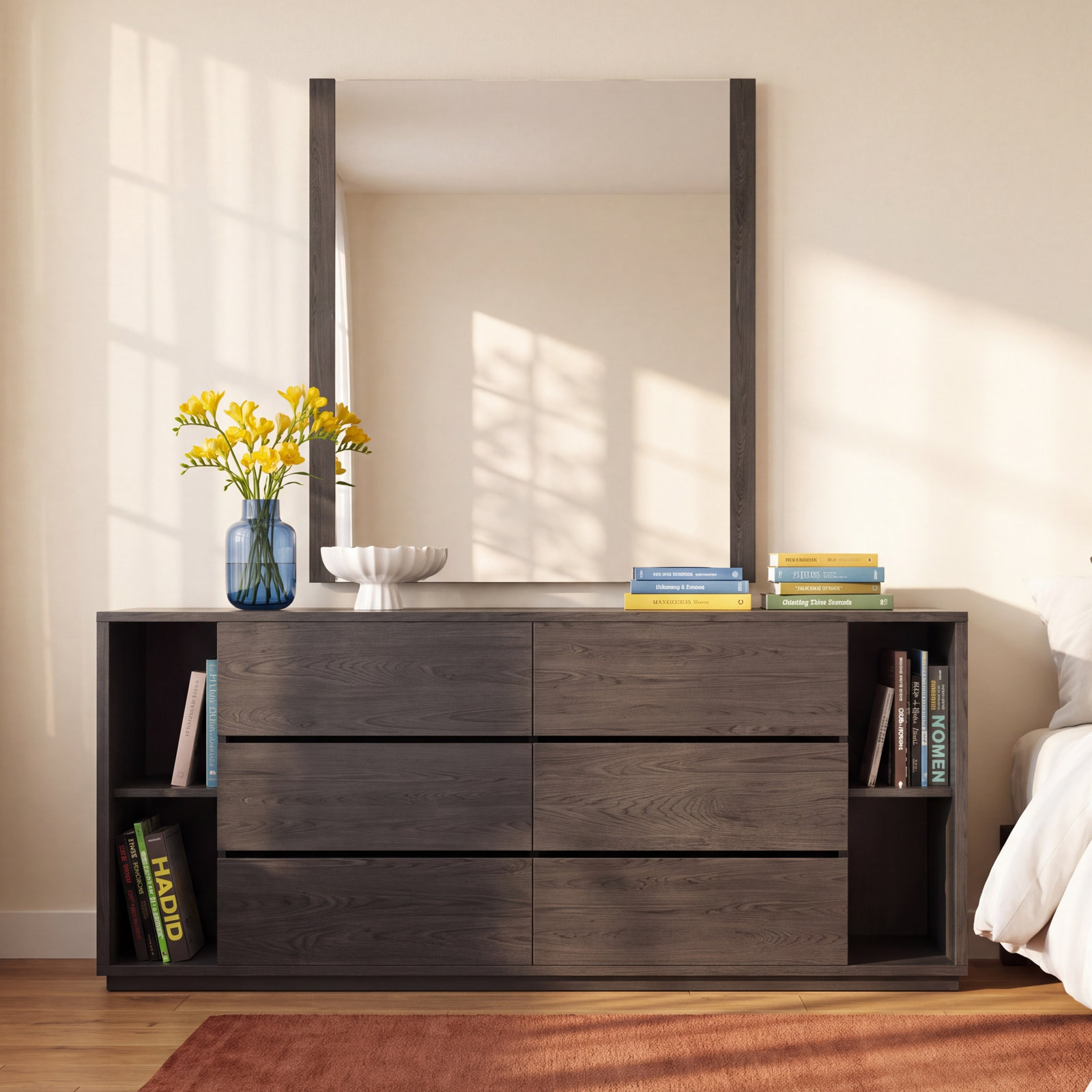 Amalie 63 " Oak Double Dresser, Gray