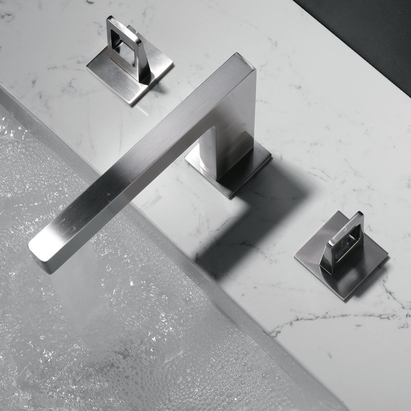 Widespread 2-handle Bathroom Faucet with Drain Assembly, Brushed Nickel