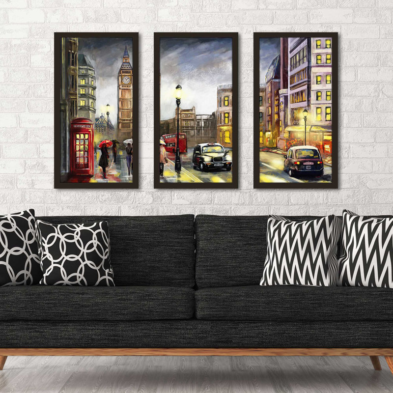 " London Streets " 3 - Pieces, 25.5" H x 40.5" W x 1" D