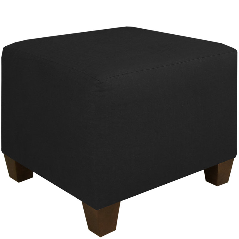 Connie Upholstered Ottoman, Classic Black Linen