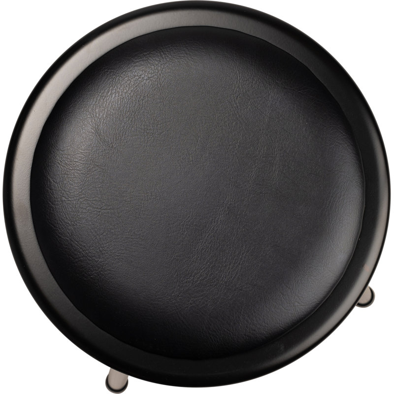 Adjustable Black Steel Stool with Round Seat, 32.5"