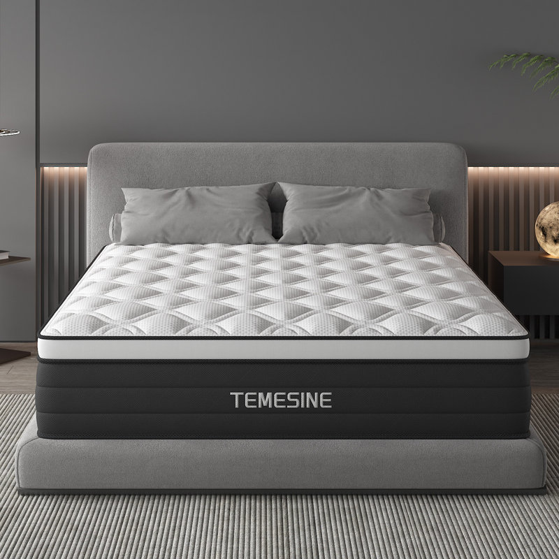 14'' Euro Top Medium-Firm Hybrid Mattresses With Gel Memory Foam And Bed in a Box, Queen, 14"