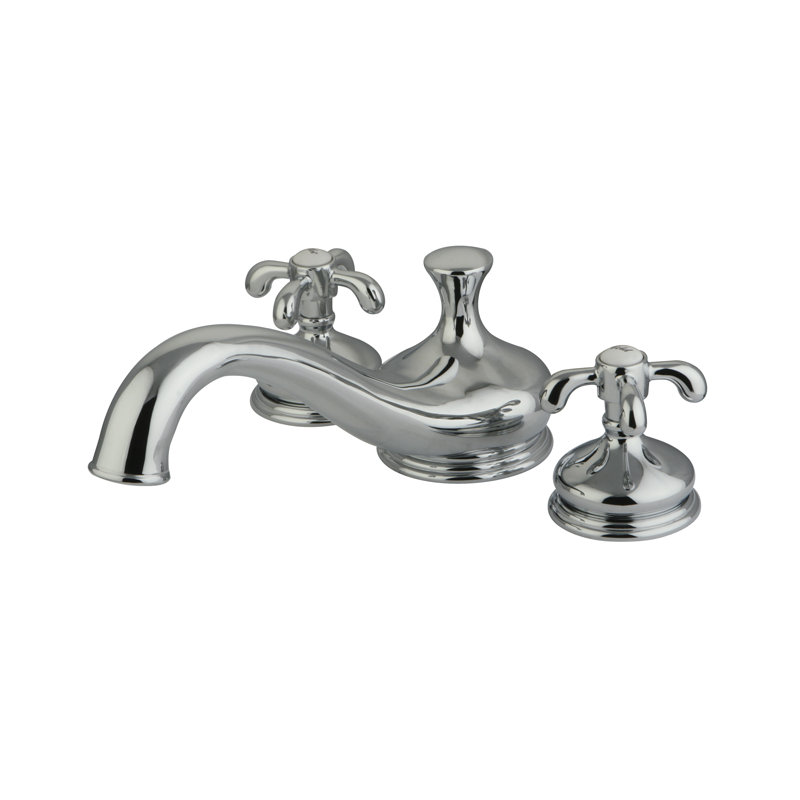Kingston Brass French Country Two-Handle 3-Hole Deck Mount Roman Tub Faucet, Polished Chrome