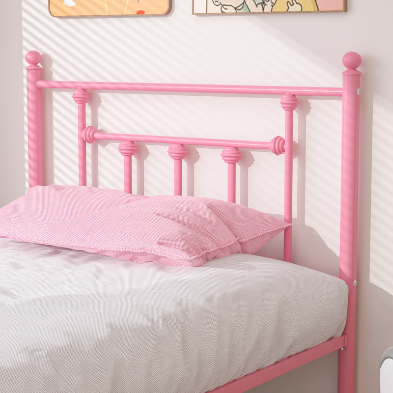 Single Double Size Bed Frame, Metal Platform Beds with Headboard and Footboard, Steel Slat Support, No Box Spring Needed, Easy Assembly