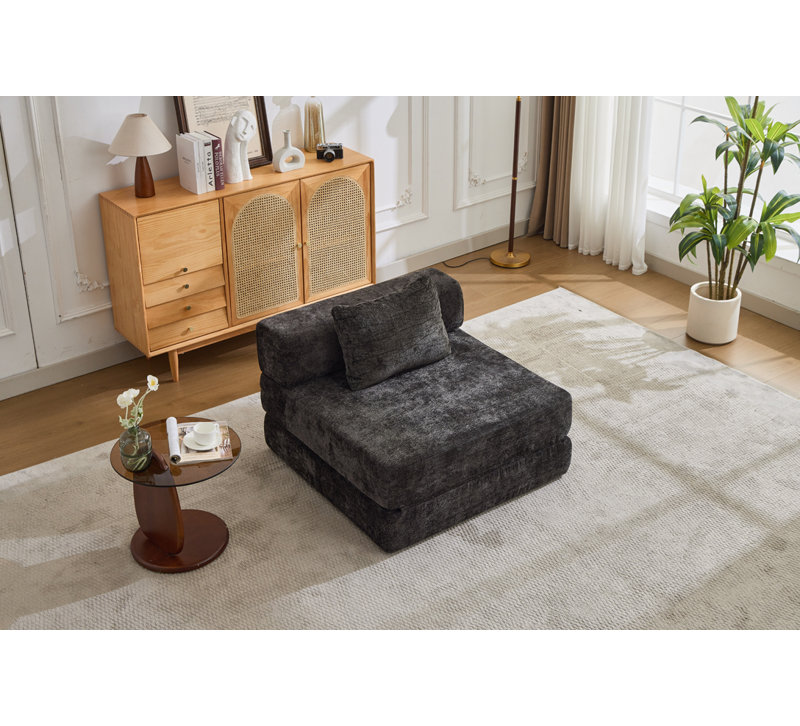 Fauteuil convertible Chenille, Noir
