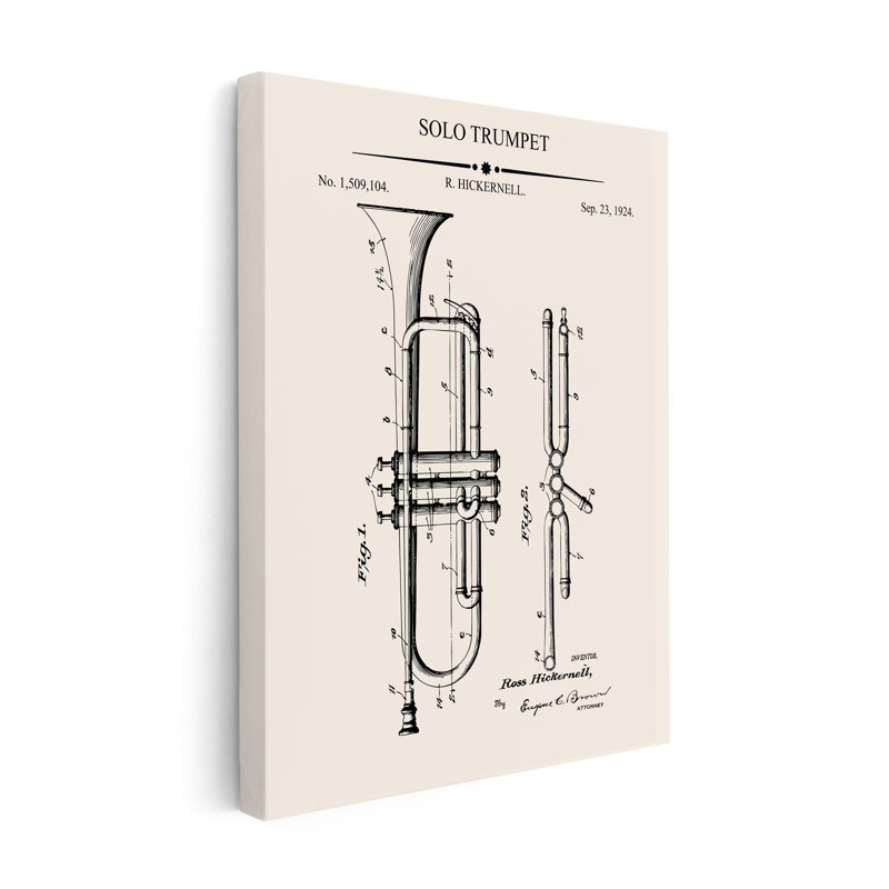 Trompette Blueprint No2, Unframed, Poster, 08"H x 10"W