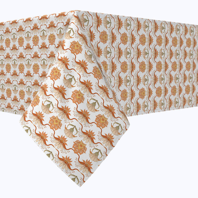 Rectangular Tablecloth, 100% Cotton, Floral 130, 104" x 52"