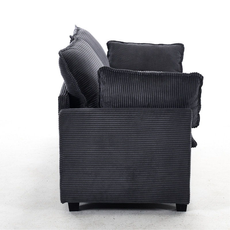 Velours - 2 avec usure - Revêtement et coussins rembourrés avec accoudoirs, siège profond, Gris foncé