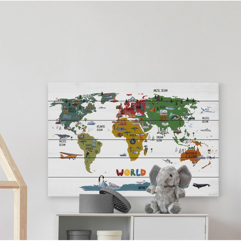 «World Destinations», reproduction sur bois blanc, H 24 po x l 36 po x P 1,5 po