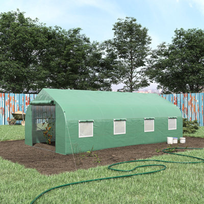 Serre de plain-pied: 20 pi x 10 pi 7 po, acier galvanisé, filet de protection, idéal pour les plantes en acier, rehausse l'expérience de jardinage