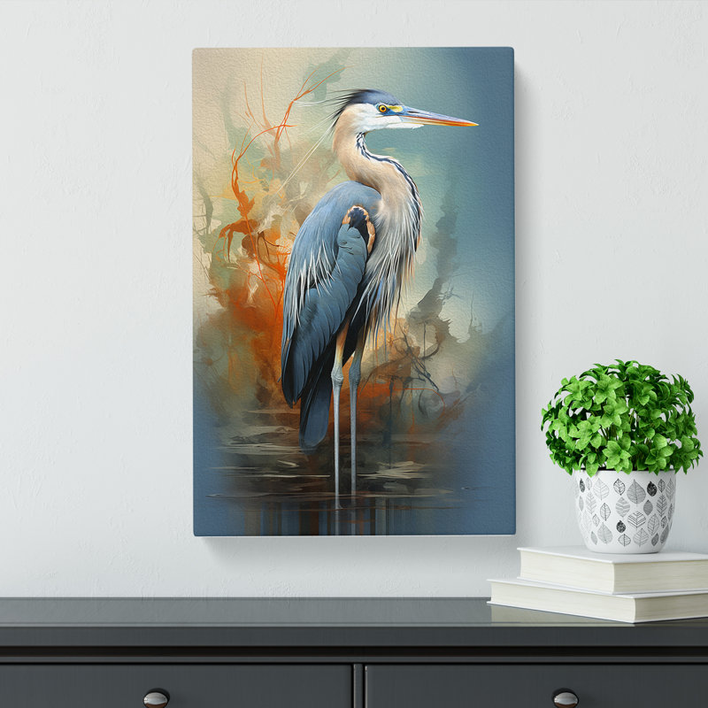 Heron Futurism Art - Wrapped Canvas, 50cm H x 35cm W x 3cm D