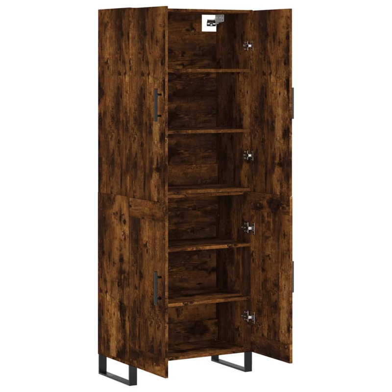Mirande Highboard 69.5 x 34 x 180 cm Engineered Wood, Smoked Oak