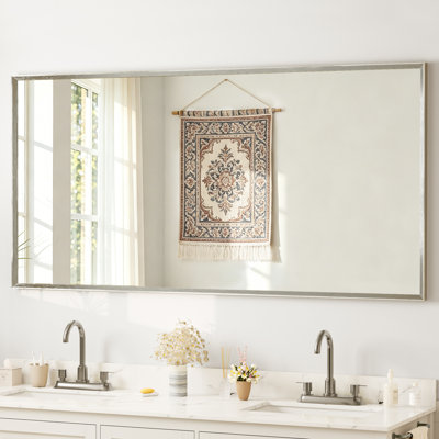 Elegant Beveled Frame Bathroom Mirrors for Over Sink, Aluminum Frame & Tempered Glass Bathroom Mirror, Easy Install & Clean Wall Mirror