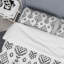 Motif ikat blanc et gris - ensemble de housse de couette abstrait - microfibre de polyester-980521480