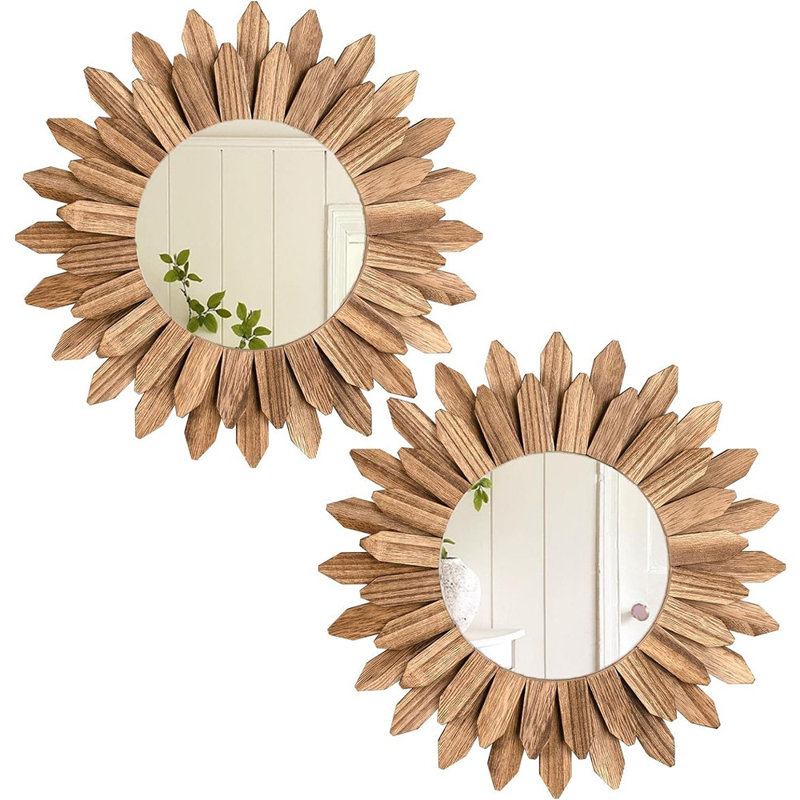Losour 2 Paquet Boho Wall Mirror Sunburst Mirror 12 pouces Rustic