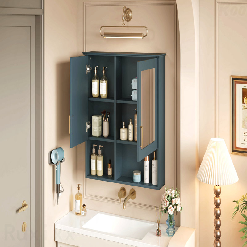 Armoire de toilette 2 en 1, armoire à pharmacie murale de 30 pouces avec tablettes réglables et portes à fermeture en douceur, miroir haute définition avec rangement pour meuble-lavabo de salle de bain
