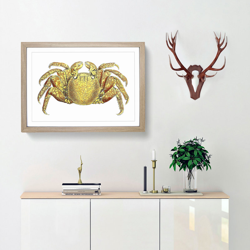 Crab by George Shaw - Picture Frame Painting Print, Oak Framed, 36cm H x 48cm W x 2cm D