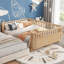 Lit pour enfant sécuritaire et moderne en bois de pin avec garde-corps, idéal pour la chambre d'enfant