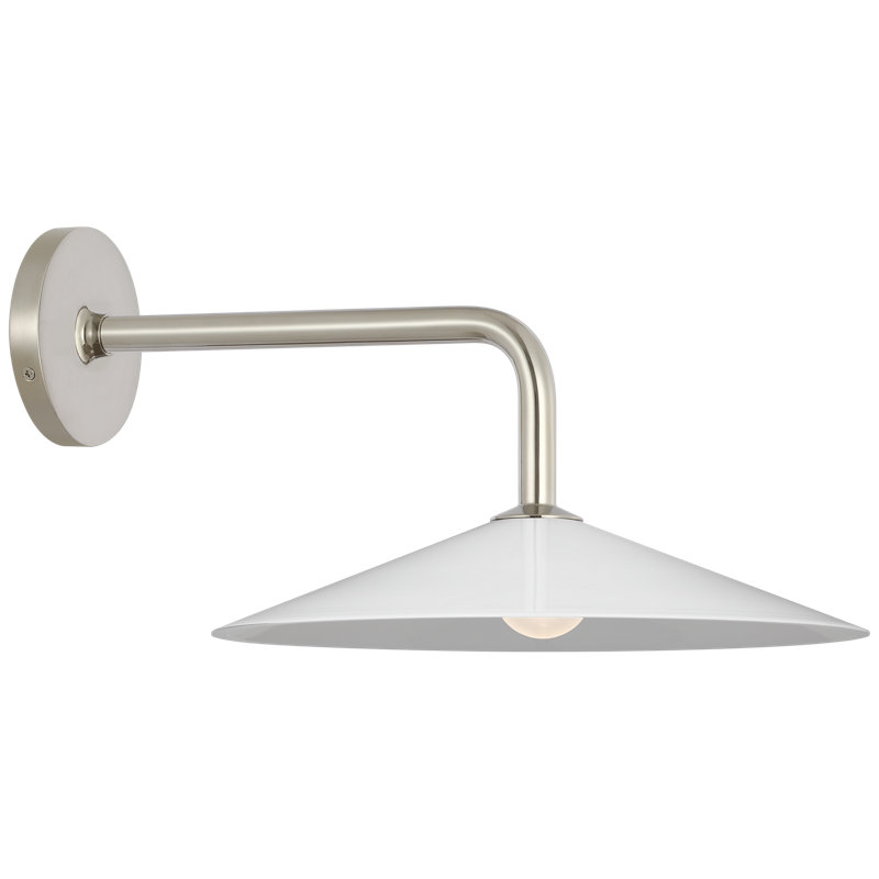 Amber Lewis Ponce 9" Sconce, Polished Nickel, White, 8.5" H x 13" W x 17" D