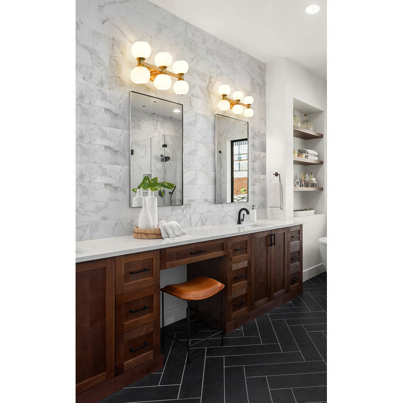 6 - Light Dimmable Vanity Light, Modern Gold