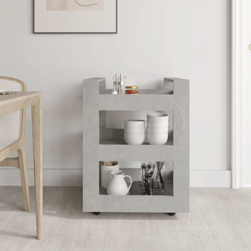 Kalyonka Wood Kitchen Cart, Grey