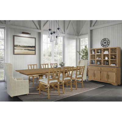 Armoire 2 pièces (bahut et buffet) - Rangement spacieux avec plateau en béton et portes en verre pour un décor rustique moderne