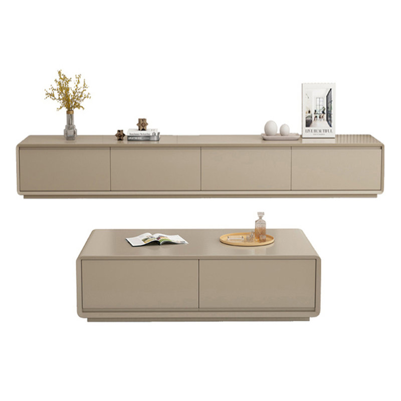 Ensemble de meuble télé en bois et table basse avec tiroirs