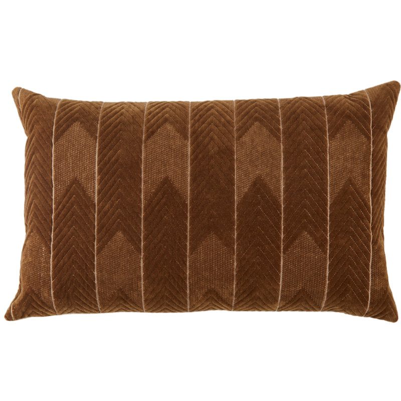 Amily 100% Cotton Lumbar Pillow, Rectangle 24"H x 16"W, Brown Chevron, Down Alternative