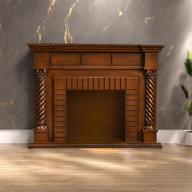European style simple fireplace decorative cabinet, Brown