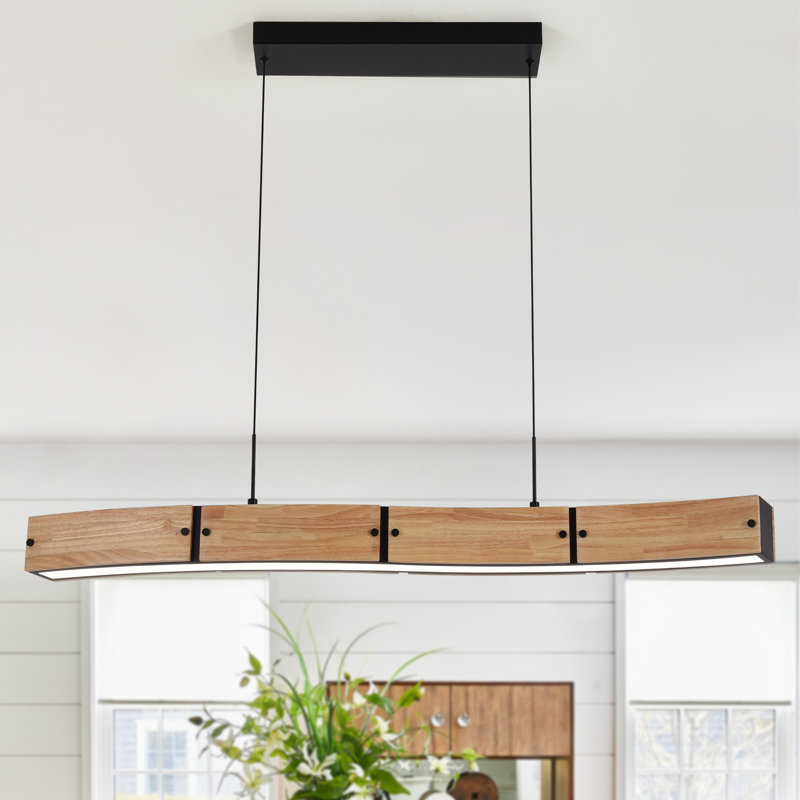 1-Light 41.7" Linear Kitchen Island LED Chandelier For Dining Room, Modern Rectangle Adjustable Ceiling Fixture