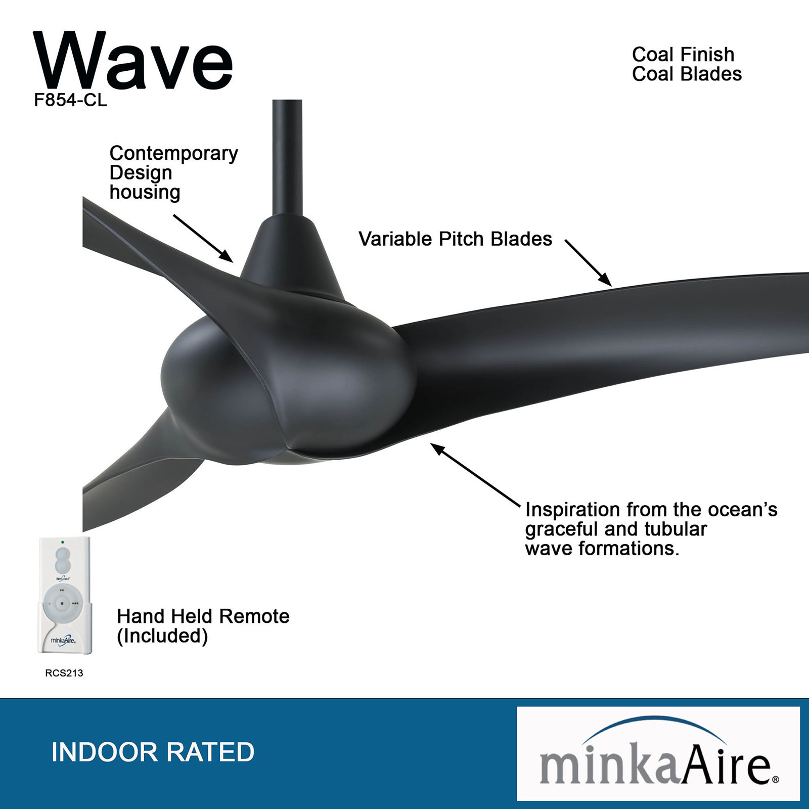 44" Ceiling Fan with LED Light Kit, Coal