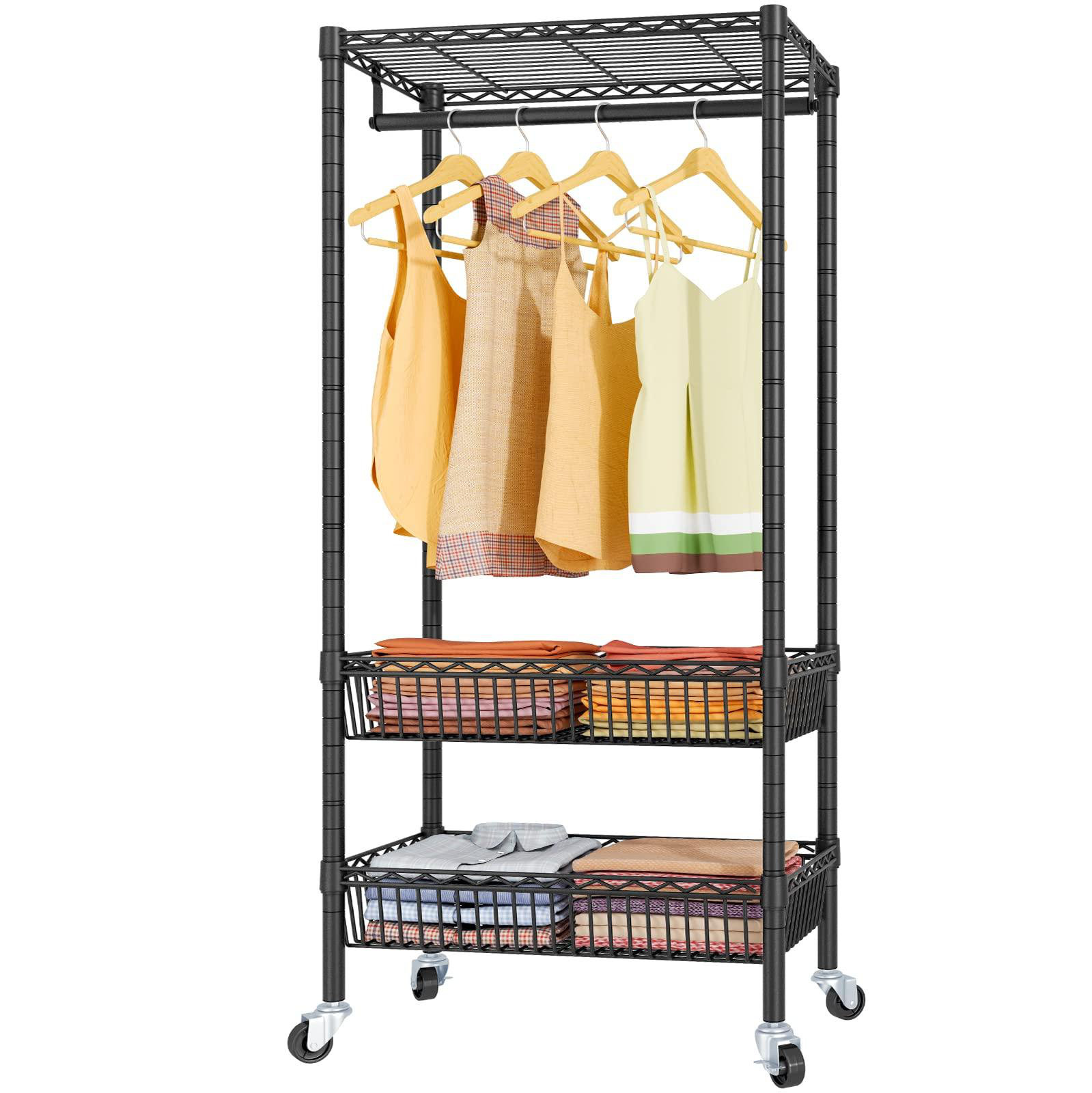 Rebrilliant Melhado 23.23'' Metal Rolling Clothes Rack