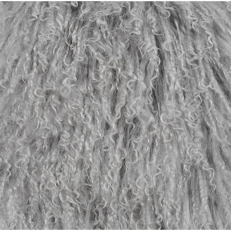 Medium Gray Tibetan Sheep Fur Decorative Pillow