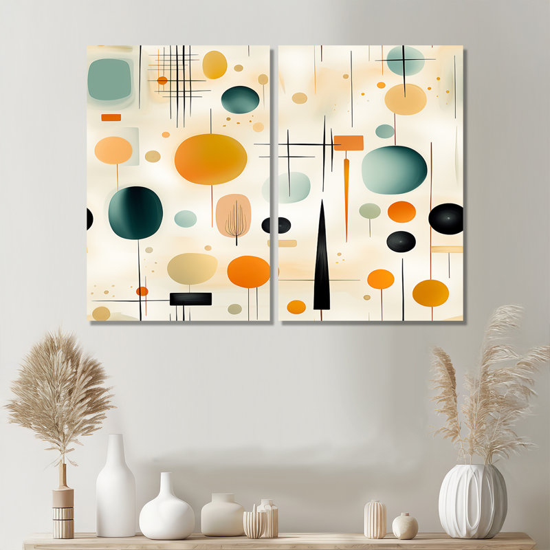 Mcm Abstract Expressions - Art mural moderne sur toile Mid-Century, 36" H x 48" W, Wrapped Canvas, Does Not Apply