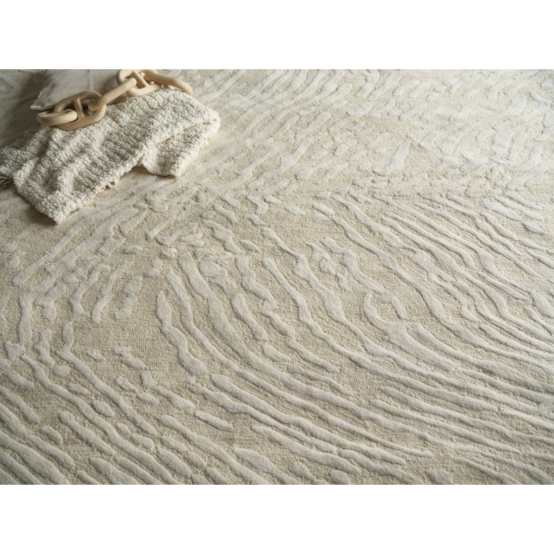 Entro Handmade New Zealand Wool Cream/Ivory Area Rug, Rectangle 12' x 15'
