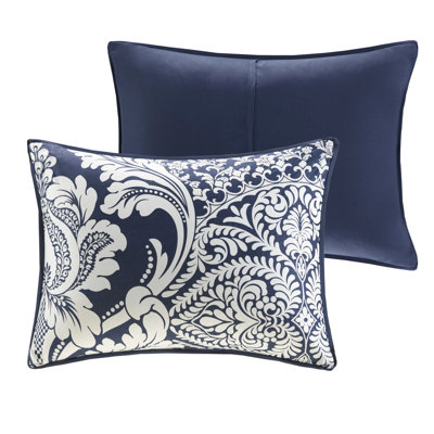Édredon 7 pièces avec coussins décoratifs en coton très grand à imprimé indigo - 180tc