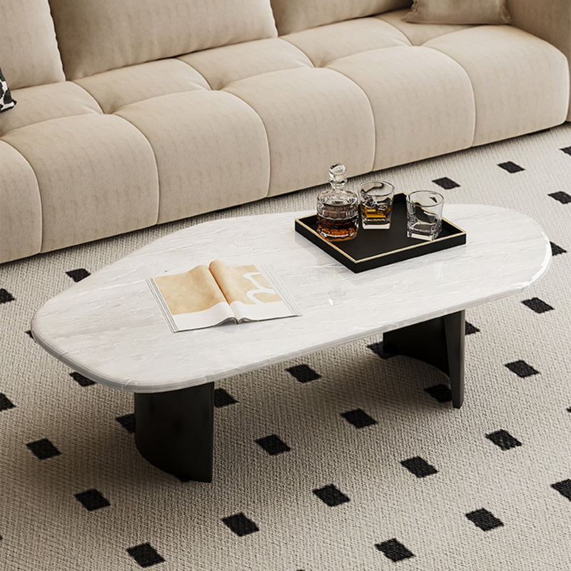 Table basse en marbre Luxury-Style, H 15,7 po x L 43,3 po x l 29,5 po, Blanc