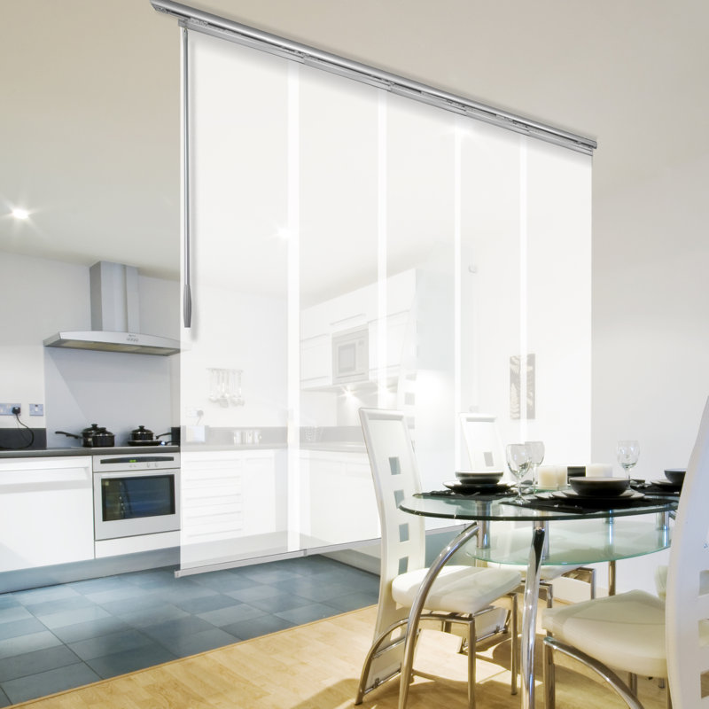 Semi-Sheer Winter 5-Panel Single Rail Panel Track Extendable 58"-110"W x 94"H, Panel width 23.5"