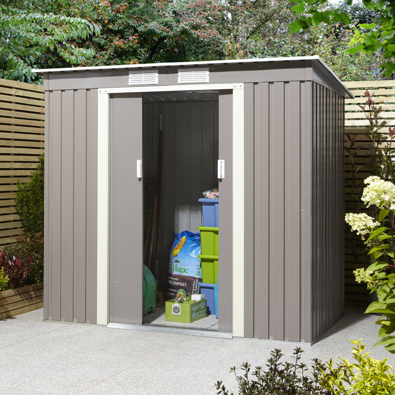 Rowlinson Trentvale 6x4 Metal Pent Shed, Light Grey